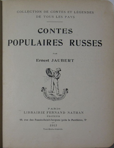Contes populaires russes, 1913. Page de titre